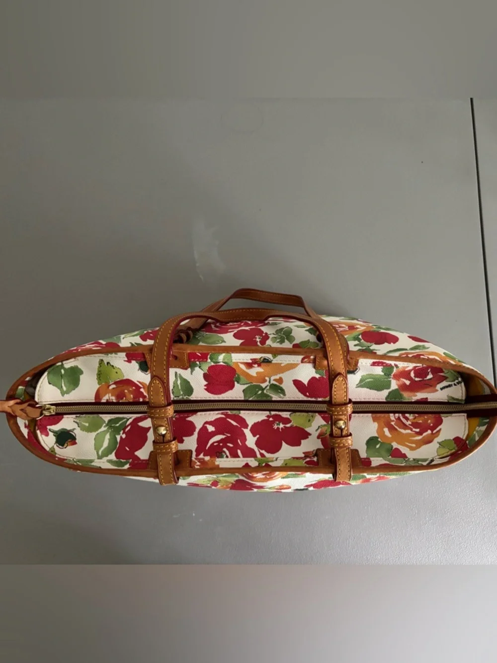 Dooney & Bourke Floral Tote Bag in Red/Orange/Green - Picture 2 of 9